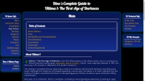 Main page of the Ultima 1 Guide today