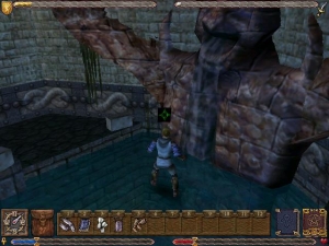 One of the many bugs in Ultima 9 - the Avatar can walk on a bit of the water in Stonegate.