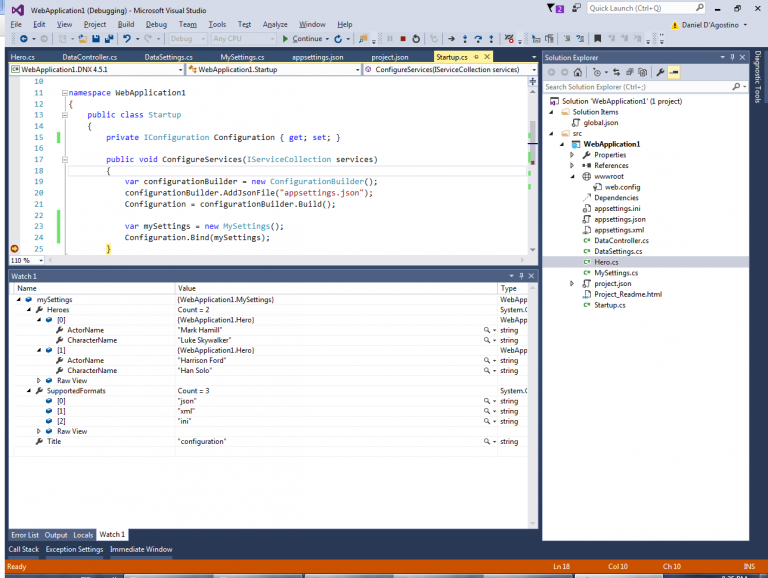 Example Application Configuration File ASP .NET 5 Application Configuration, Part 2 - Gigi Labs