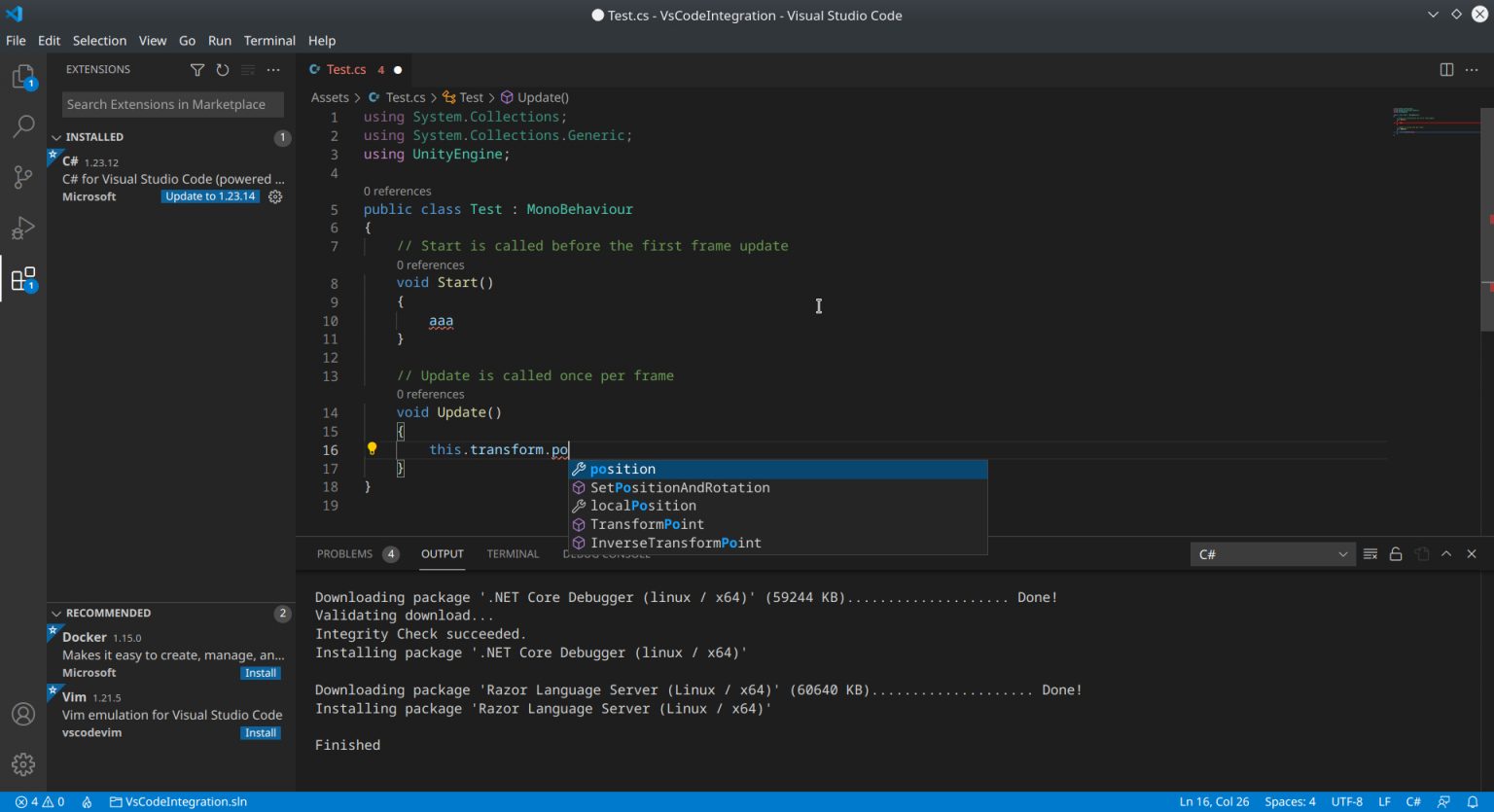 Using Visual Studio Code with Unity3D on Linux - Gigi Labs