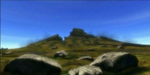 A column bursts from the ground